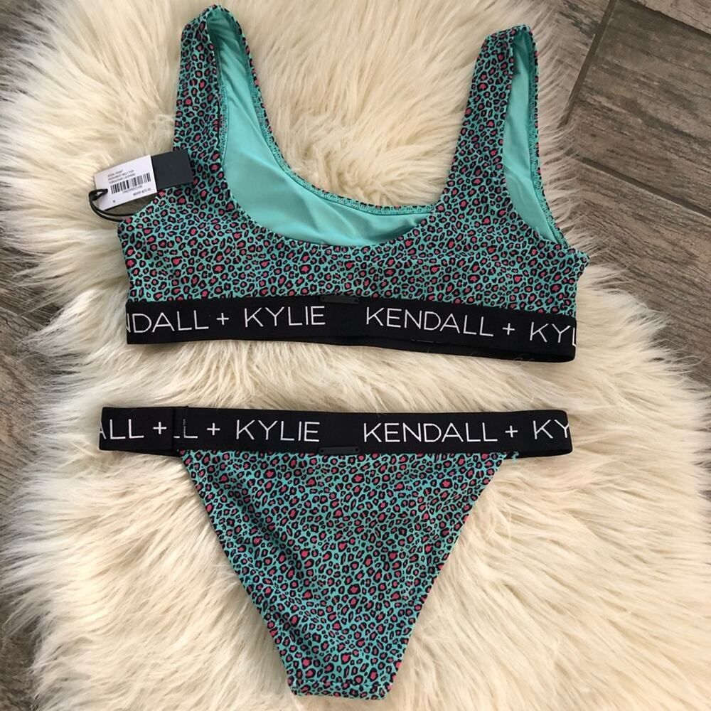 Kendall + Kylie Peekaboo Belt Leopard Bikini M - Picture 2 of 8